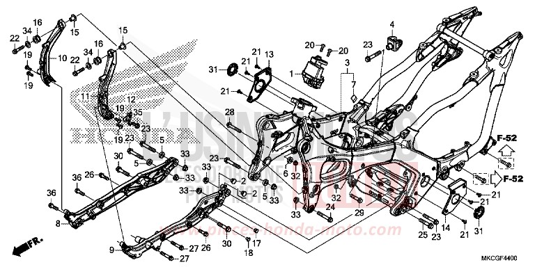 FRAME BODY for Gold Wing CANDY ARDENT RED (R367) from 2020